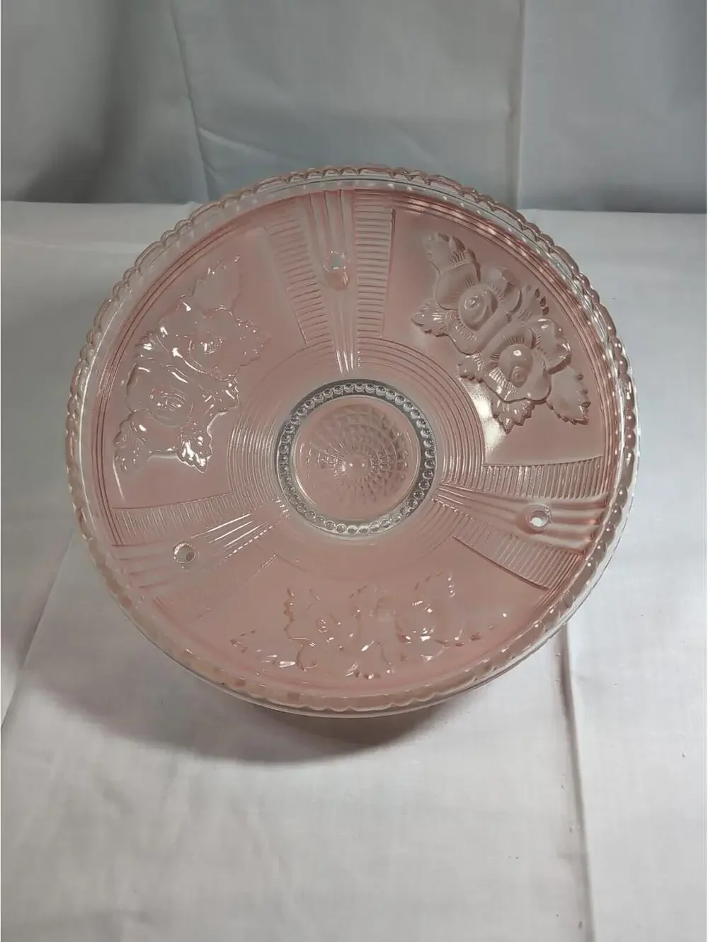 Vintage Pink Glass Art Deco Ceiling Fixture Light Lamp Shade 3 Hole (A32)